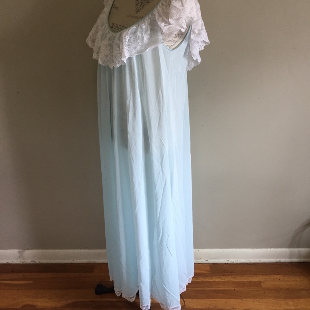 Vintage blue white lace slip dress m/ l - Picture 12 of 13